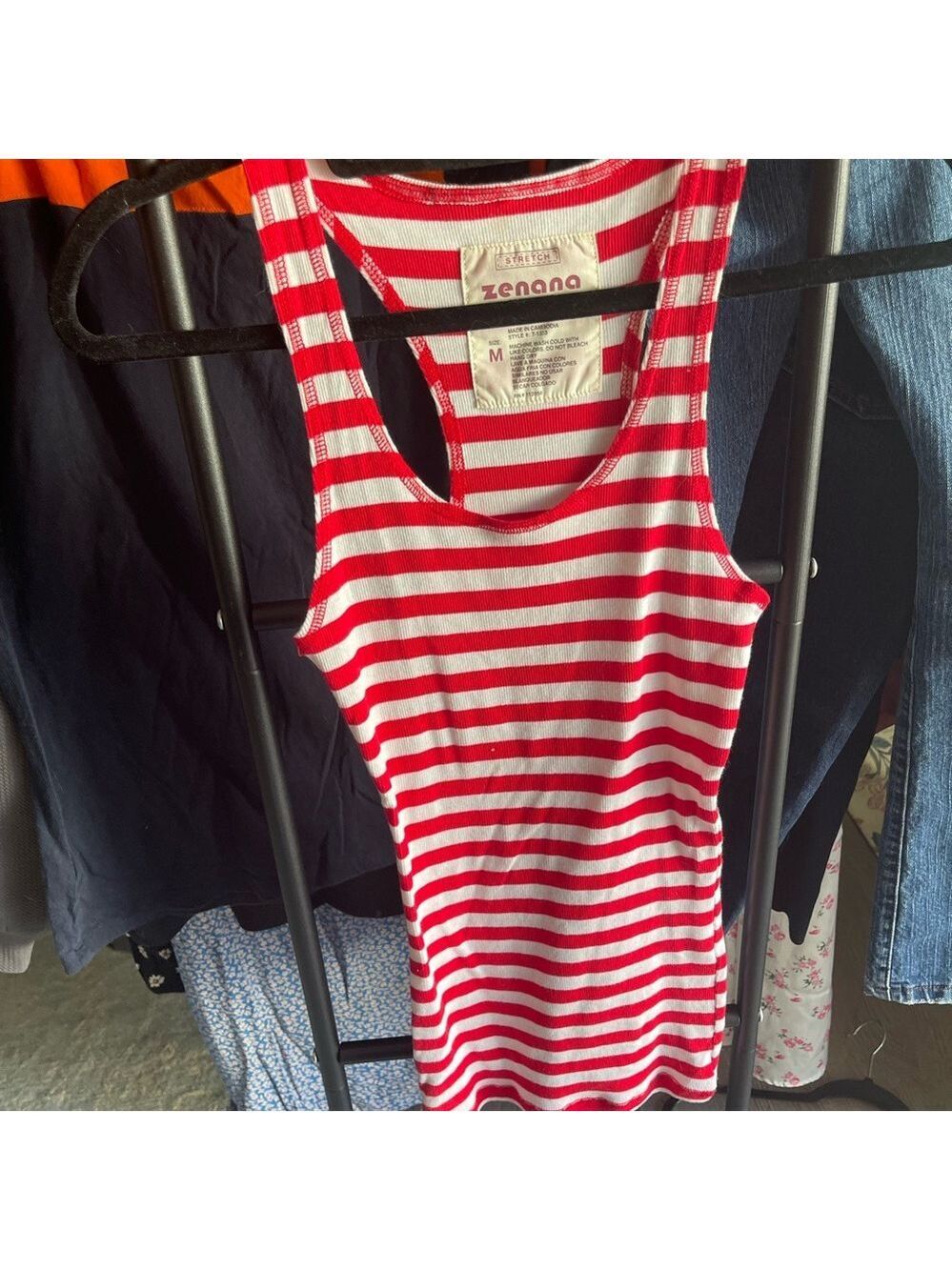 Zenana Outfitters Red and White Striped Top